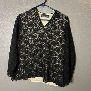 Dialogue Black Lace Top, Size XL - Elegant & Romantic Goth Style